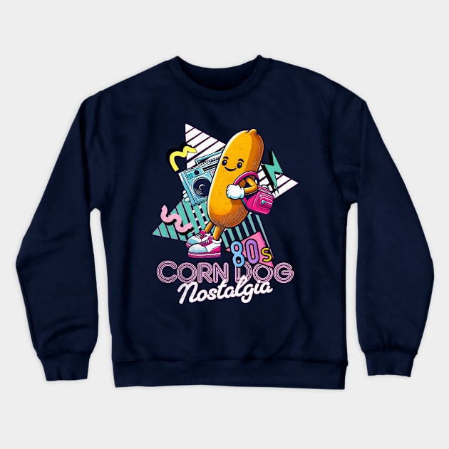 Corn Dog 80s Nostalgia Boombox Crewneck Sweatshirt by alcoshirts